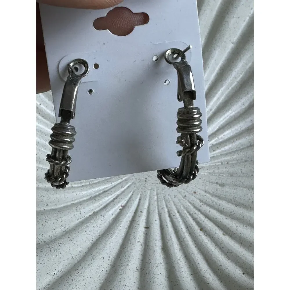 BOGO FREE BARB WIRE ROCKER HOOP EARRINGS